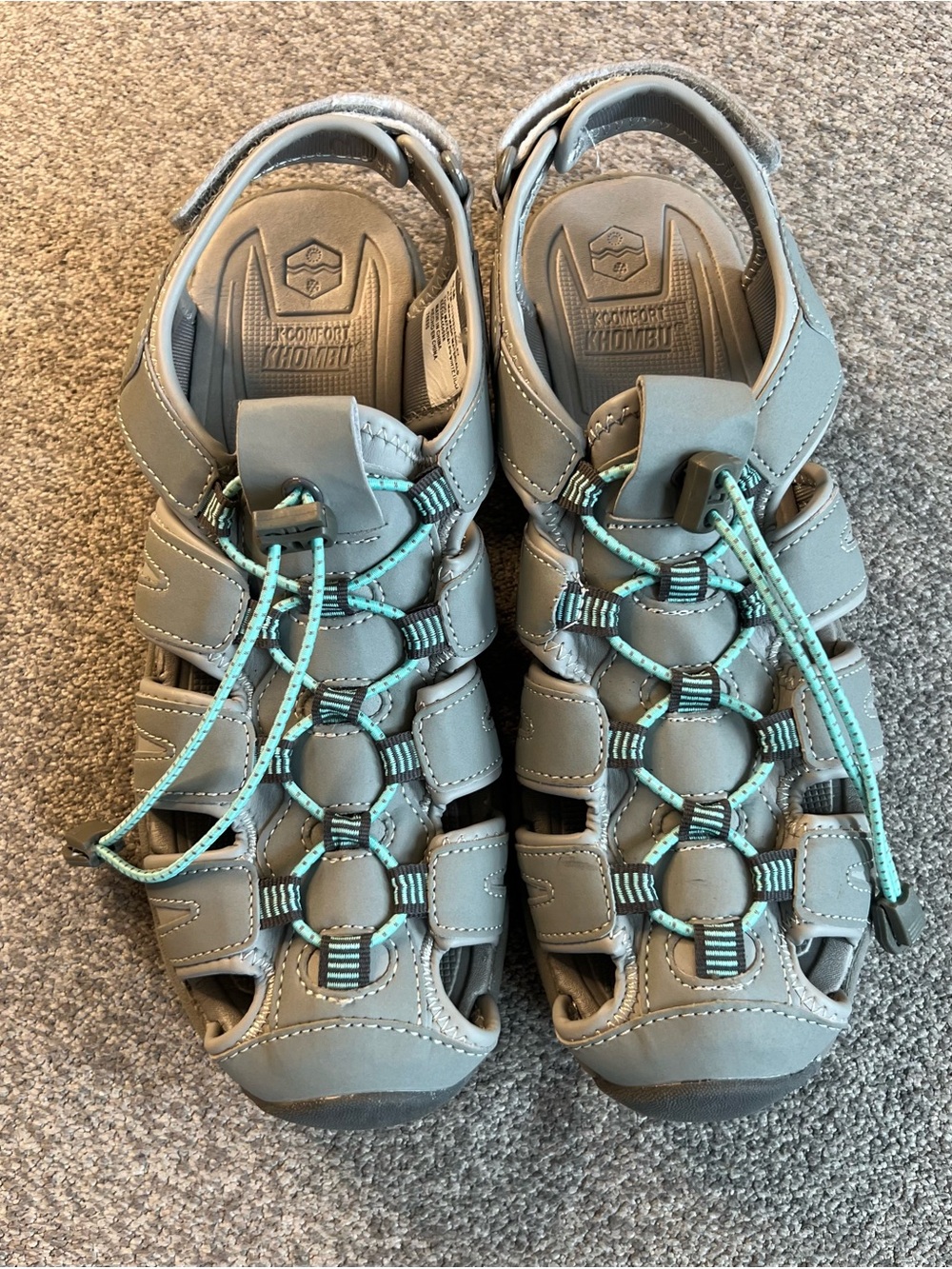 Women's Grey Sport Sandals with Mint Accents